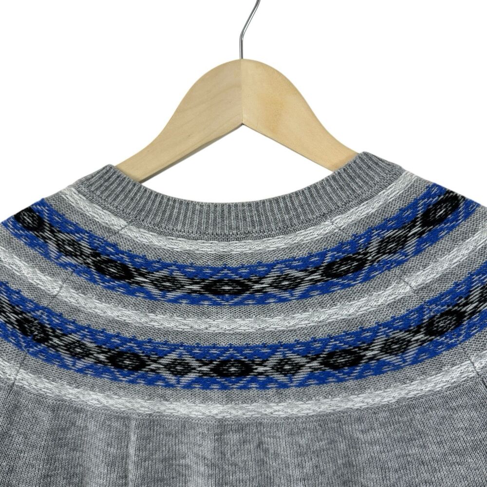 Talbots Petites Medium MP Cardigan Sweater Nylon Lambswool Gray Fair Isle Womens - Picture 10 of 14